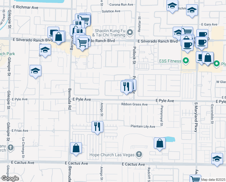 map of restaurants, bars, coffee shops, grocery stores, and more near 10046 Catseye Cove Court in Las Vegas