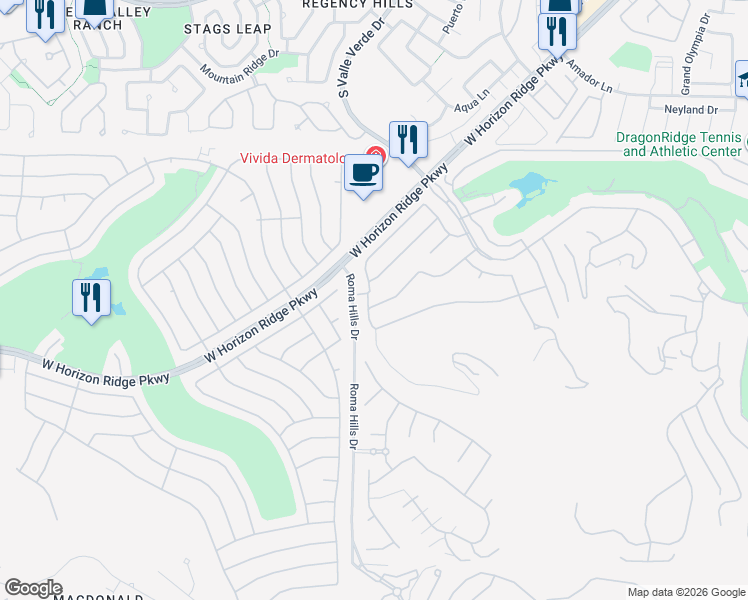 map of restaurants, bars, coffee shops, grocery stores, and more near 601 China Doll Place in Henderson
