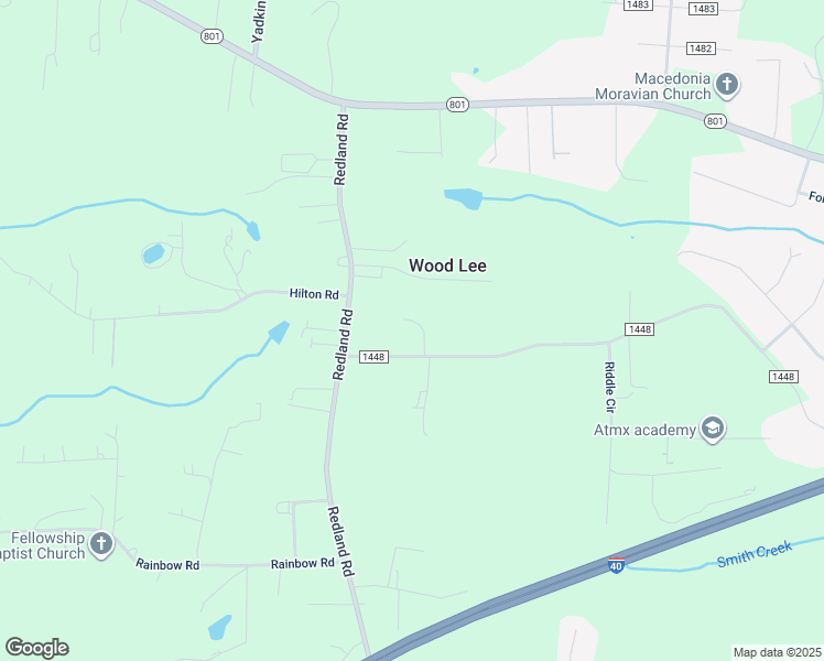 map of restaurants, bars, coffee shops, grocery stores, and more near 129 Idlewild Road in Advance