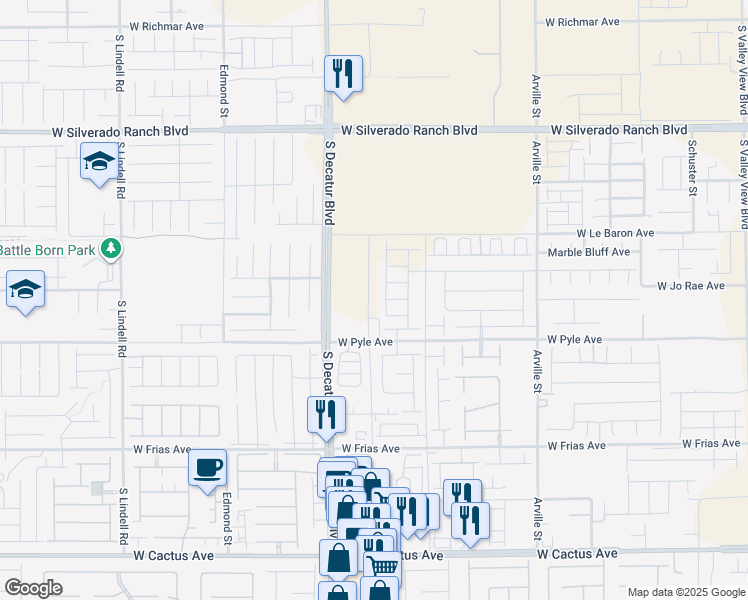 map of restaurants, bars, coffee shops, grocery stores, and more near 4830 West Pyle Avenue in Las Vegas