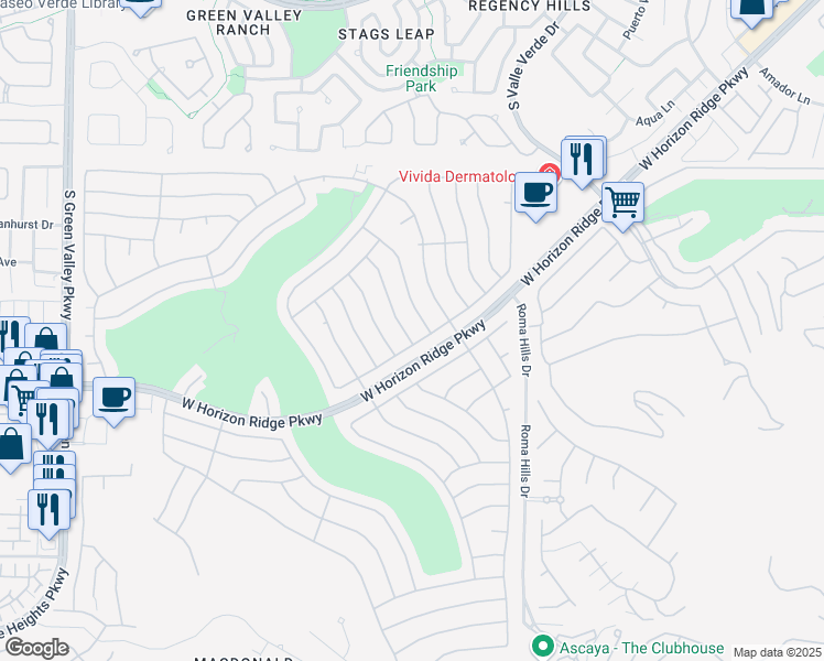 map of restaurants, bars, coffee shops, grocery stores, and more near 508 Bonnie Brook Place in Henderson