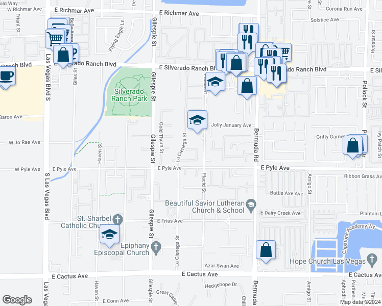 map of restaurants, bars, coffee shops, grocery stores, and more near 285 Broadcast Avenue in Las Vegas
