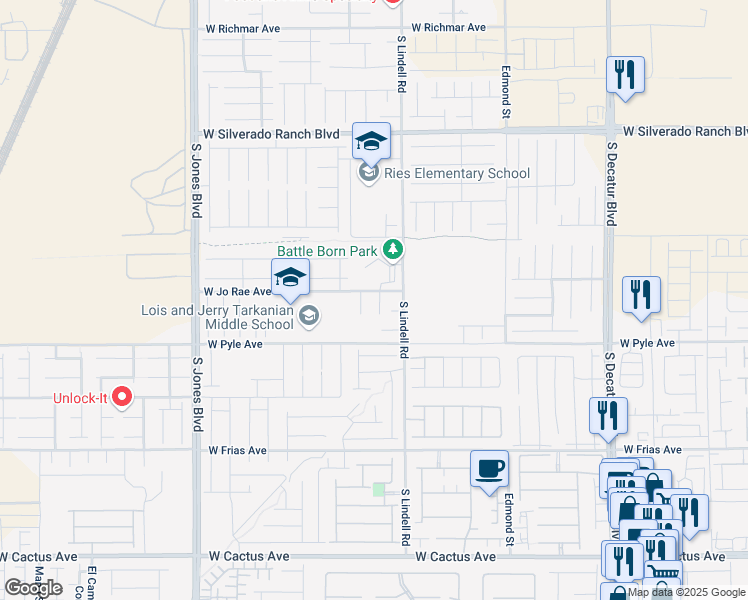 map of restaurants, bars, coffee shops, grocery stores, and more near 10015 Alden Creek Street in Las Vegas