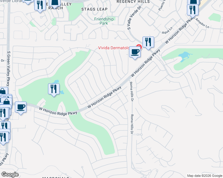 map of restaurants, bars, coffee shops, grocery stores, and more near 2059 Joy View Lane in Henderson