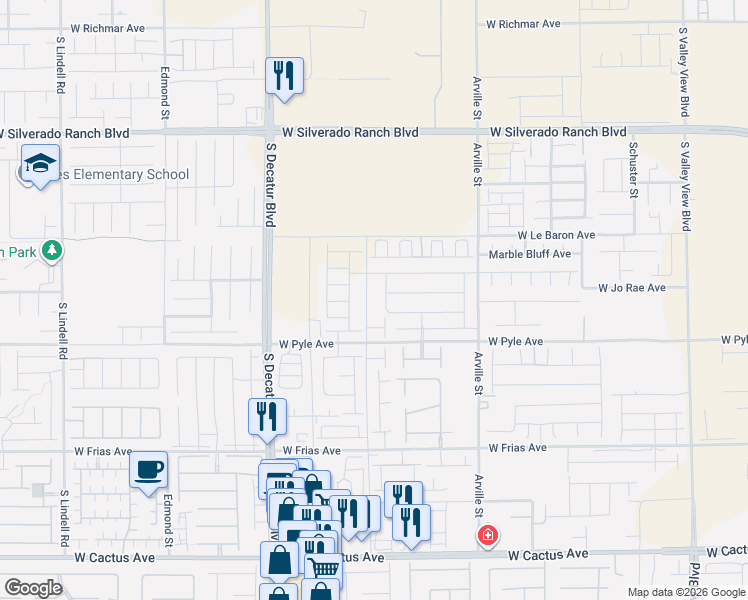 map of restaurants, bars, coffee shops, grocery stores, and more near 10052 Infinity Falls Street in Las Vegas
