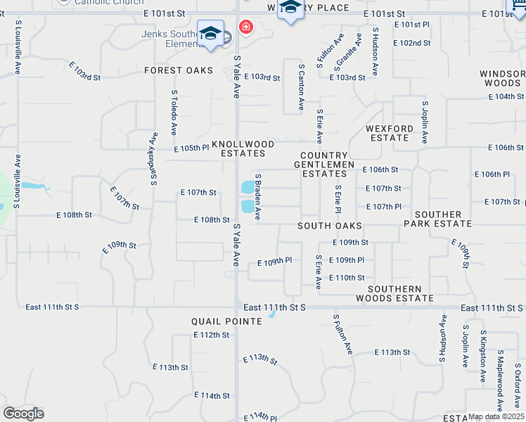 map of restaurants, bars, coffee shops, grocery stores, and more near 5106 East 107th Place in Tulsa