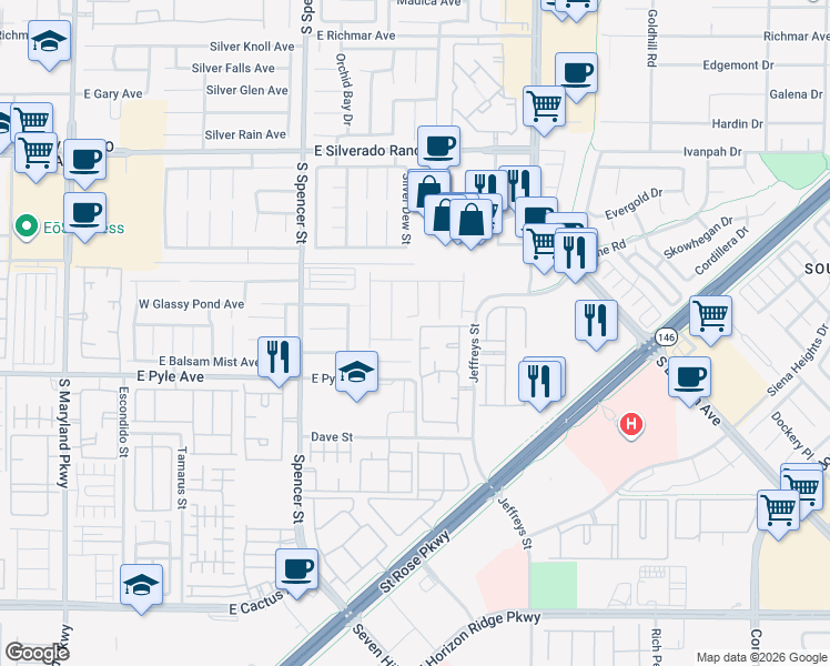 map of restaurants, bars, coffee shops, grocery stores, and more near 2094 Spiers Avenue in Las Vegas