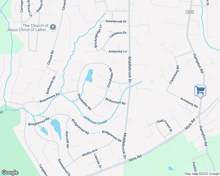 map of restaurants, bars, coffee shops, grocery stores, and more near 525 Drumheller Road in Clemmons
