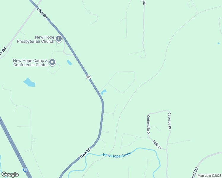 map of restaurants, bars, coffee shops, grocery stores, and more near 2618 New Hope Drive in Chapel Hill