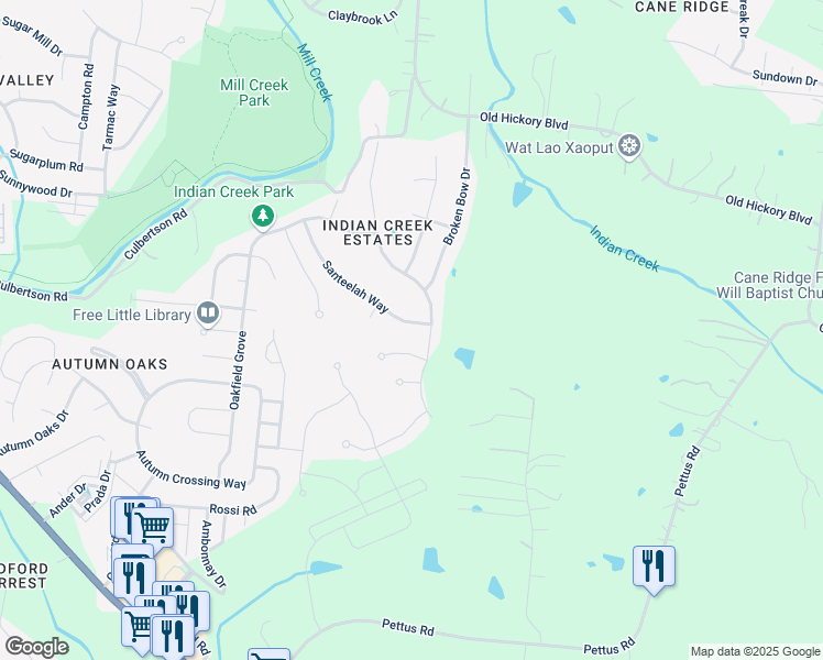 map of restaurants, bars, coffee shops, grocery stores, and more near 7209 Santeelah Way in Nashville