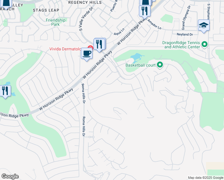 map of restaurants, bars, coffee shops, grocery stores, and more near 1704 Tangiers Drive in Henderson