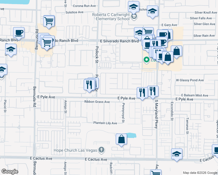 map of restaurants, bars, coffee shops, grocery stores, and more near 878 East Scarlet Haze Avenue in Las Vegas