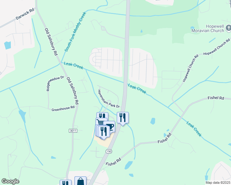 map of restaurants, bars, coffee shops, grocery stores, and more near 3059 Canterbury Park Drive in Winston-Salem