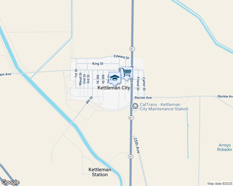map of restaurants, bars, coffee shops, grocery stores, and more near 701 General Petroleum Avenue in Kettleman City
