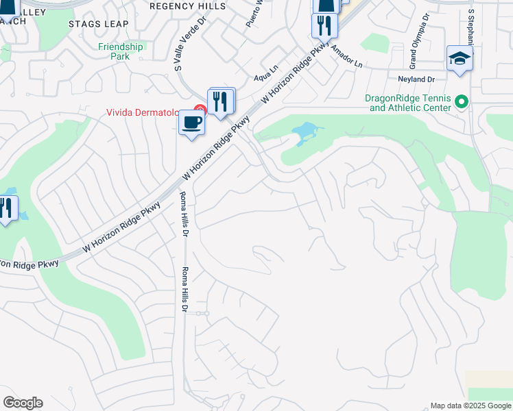 map of restaurants, bars, coffee shops, grocery stores, and more near 1696 Tangiers Drive in Henderson