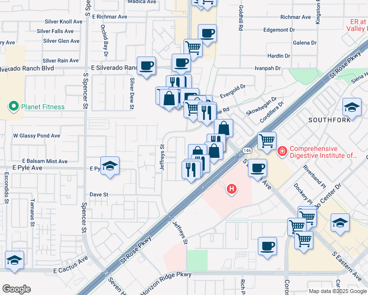 map of restaurants, bars, coffee shops, grocery stores, and more near 10025 Diamond Summit Court in Las Vegas