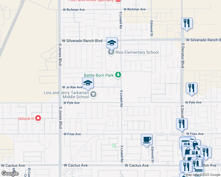 map of restaurants, bars, coffee shops, grocery stores, and more near 10015 Alden Creek Street in Las Vegas