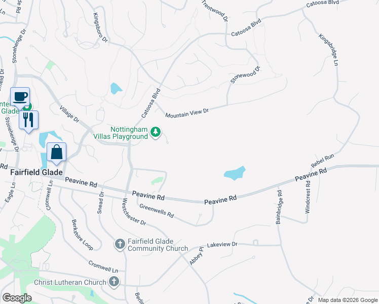 map of restaurants, bars, coffee shops, grocery stores, and more near in Crossville