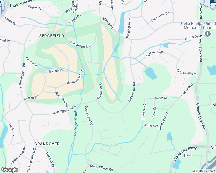 map of restaurants, bars, coffee shops, grocery stores, and more near 3 Chowan Road in Greensboro