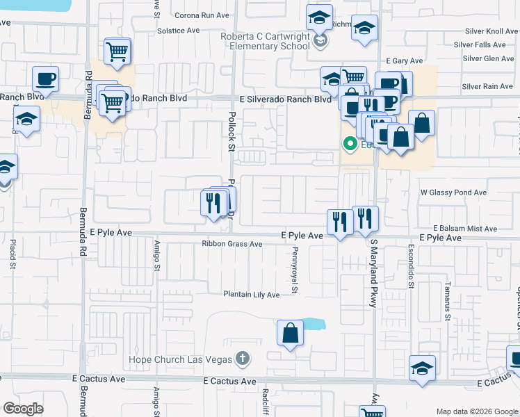 map of restaurants, bars, coffee shops, grocery stores, and more near 878 East Scarlet Haze Avenue in Las Vegas