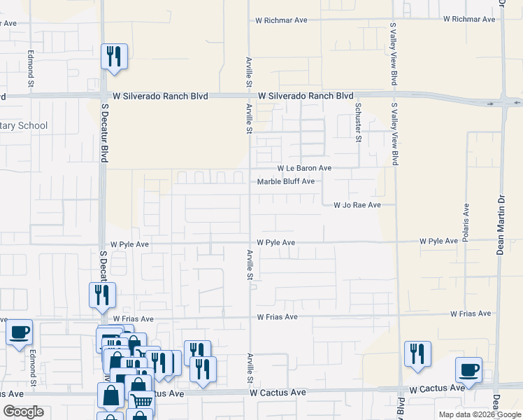 map of restaurants, bars, coffee shops, grocery stores, and more near 4370 Lailah Skye Avenue in Las Vegas