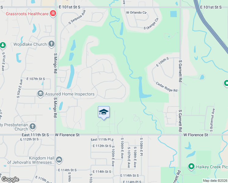 map of restaurants, bars, coffee shops, grocery stores, and more near 5712 West Charleston Street in Broken Arrow