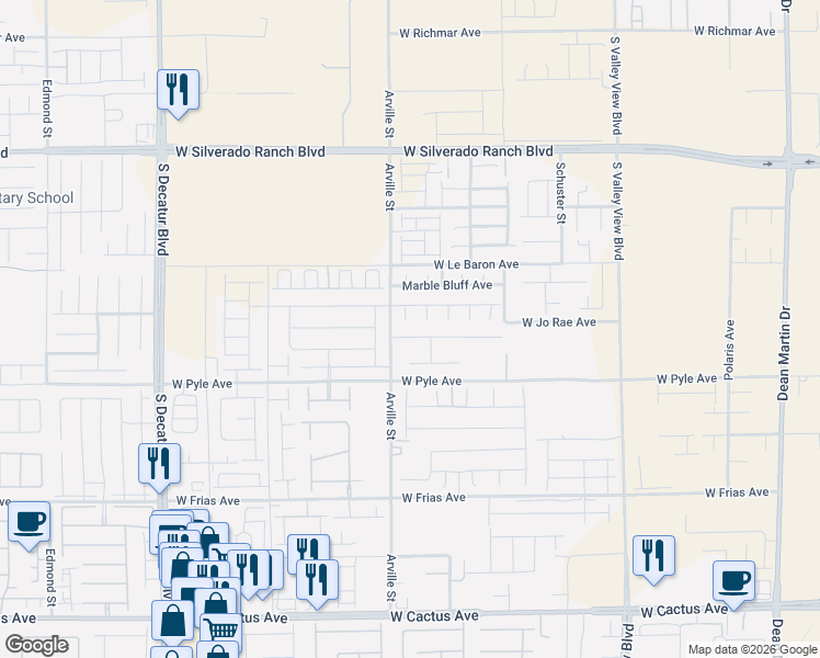 map of restaurants, bars, coffee shops, grocery stores, and more near 4370 Lailah Skye Avenue in Las Vegas