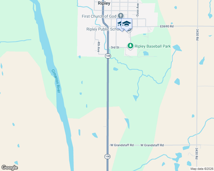 map of restaurants, bars, coffee shops, grocery stores, and more near 2022 Ripley Road Highway in Ripley