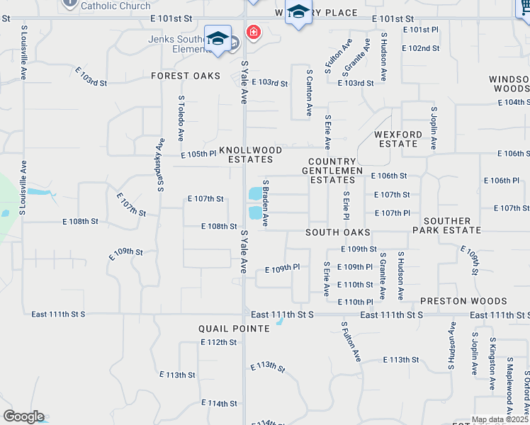 map of restaurants, bars, coffee shops, grocery stores, and more near 11764 South Braden Avenue in Tulsa