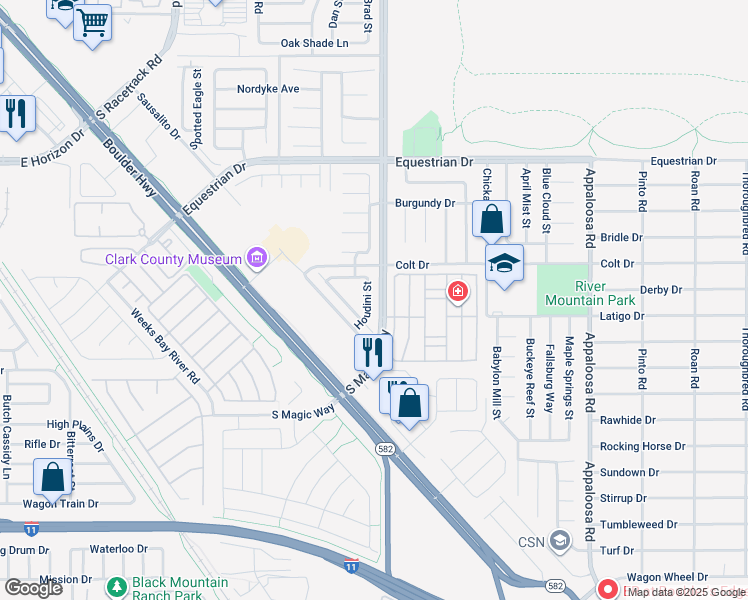 map of restaurants, bars, coffee shops, grocery stores, and more near 2040 Houdini Street in Henderson