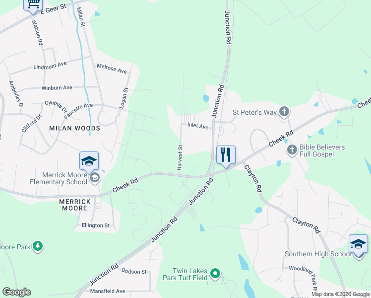 map of restaurants, bars, coffee shops, grocery stores, and more near 928 Harvest Street in Durham