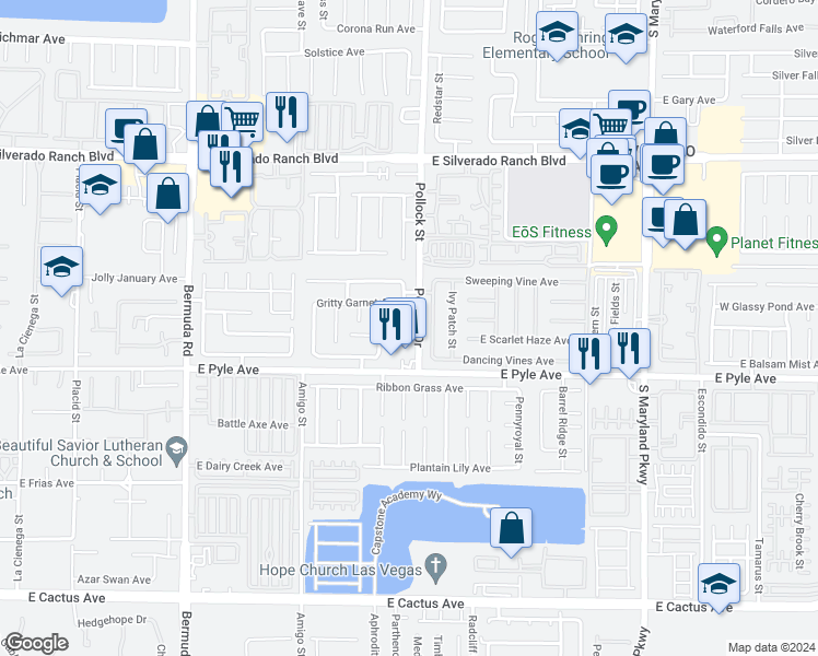map of restaurants, bars, coffee shops, grocery stores, and more near 10012 Oyster Pearl Street in Las Vegas