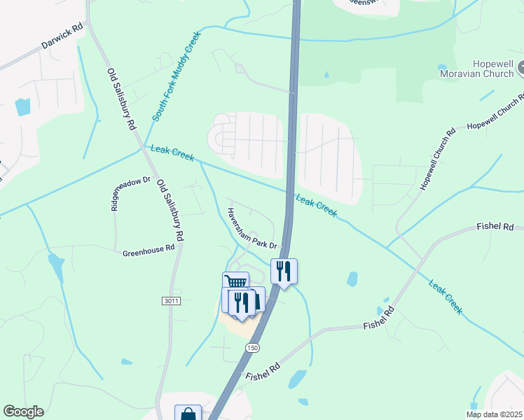 map of restaurants, bars, coffee shops, grocery stores, and more near 3051 Canterbury Park Drive in Winston-Salem