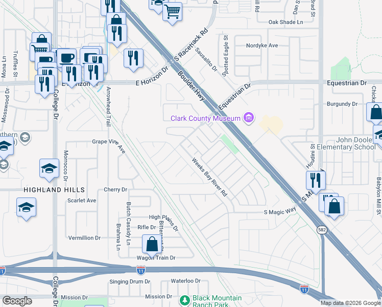 map of restaurants, bars, coffee shops, grocery stores, and more near 970 Rye Creek Court in Henderson