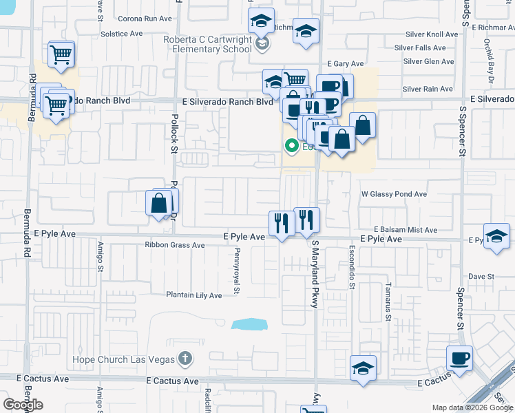 map of restaurants, bars, coffee shops, grocery stores, and more near 1064 East Scarlet Haze Avenue in Las Vegas