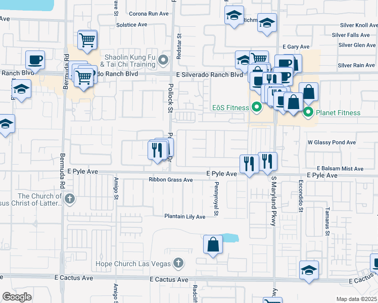 map of restaurants, bars, coffee shops, grocery stores, and more near 10047 Ivy Patch Street in Las Vegas