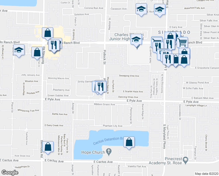 map of restaurants, bars, coffee shops, grocery stores, and more near 10047 Ivy Patch Street in Las Vegas