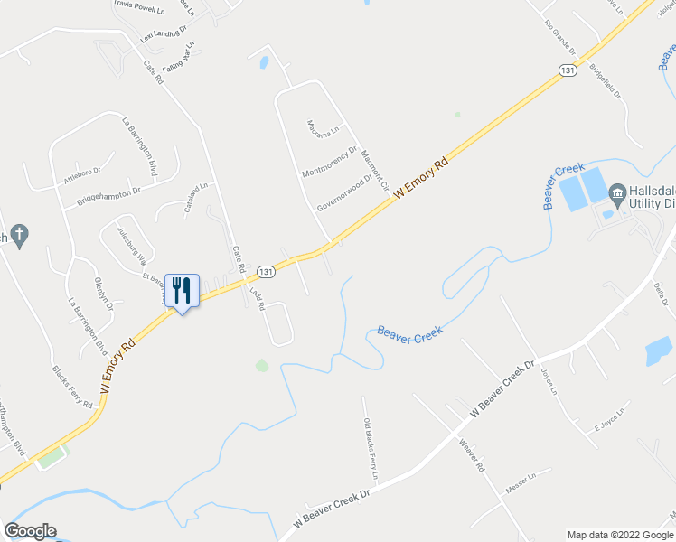 map of restaurants, bars, coffee shops, grocery stores, and more near 7408 Harvest Creek Lane in Powell