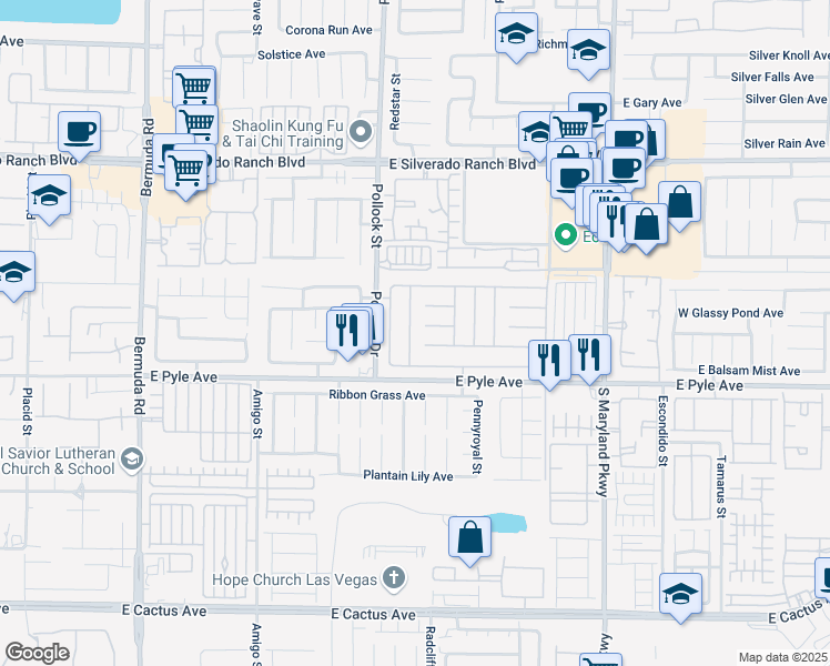 map of restaurants, bars, coffee shops, grocery stores, and more near 10018 Ivy Patch Street in Las Vegas