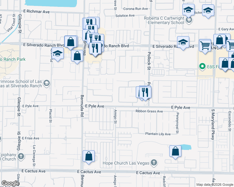 map of restaurants, bars, coffee shops, grocery stores, and more near 10013 Solid Lime Street in Las Vegas
