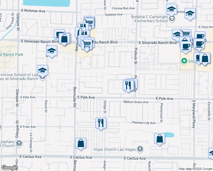 map of restaurants, bars, coffee shops, grocery stores, and more near 10013 Solid Lime Street in Las Vegas