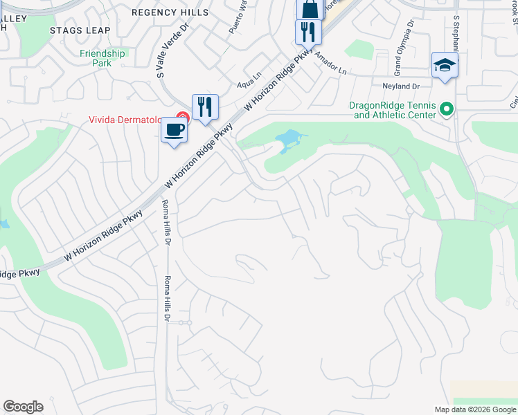map of restaurants, bars, coffee shops, grocery stores, and more near 1680 Tangiers Drive in Henderson