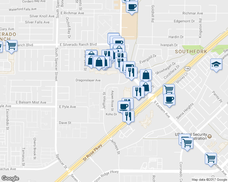 map of restaurants, bars, coffee shops, grocery stores, and more near 10025 Diamond Summit Court in Las Vegas