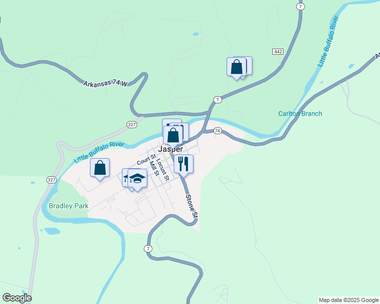 map of restaurants, bars, coffee shops, grocery stores, and more near in Jasper
