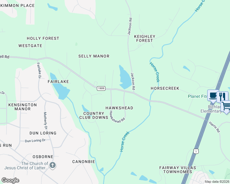 map of restaurants, bars, coffee shops, grocery stores, and more near 8005 Hawkshead Road in Wake Forest
