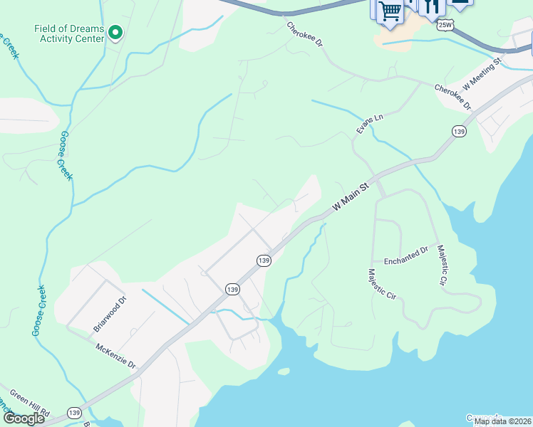map of restaurants, bars, coffee shops, grocery stores, and more near 917 East Cross Road in Dandridge