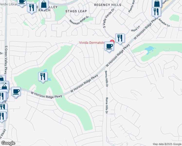 map of restaurants, bars, coffee shops, grocery stores, and more near 1978 High Mesa Drive in Henderson