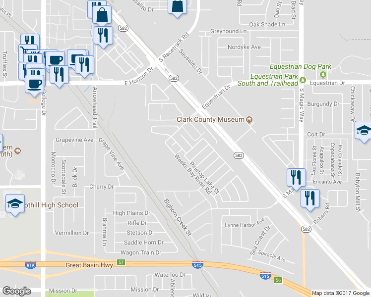 map of restaurants, bars, coffee shops, grocery stores, and more near 540 Big Lake Street in Henderson