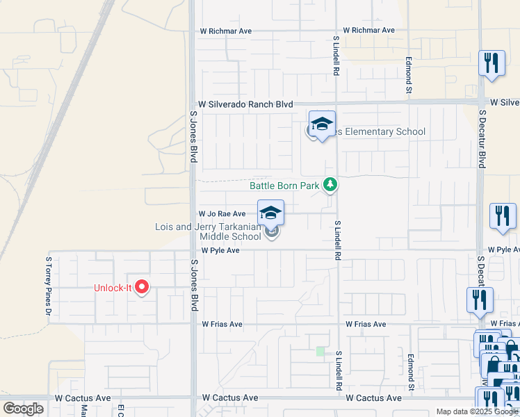 map of restaurants, bars, coffee shops, grocery stores, and more near 5805 Ancient Peaks Avenue in Las Vegas