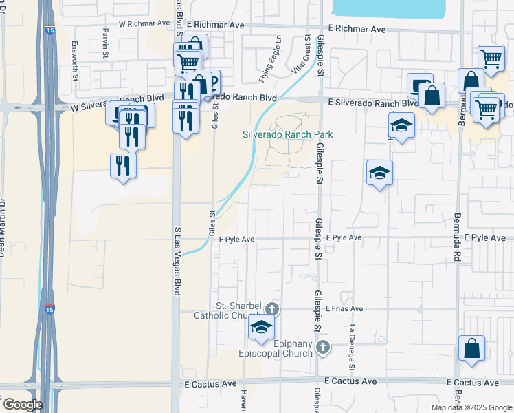 map of restaurants, bars, coffee shops, grocery stores, and more near 112 Antimony Avenue in Las Vegas